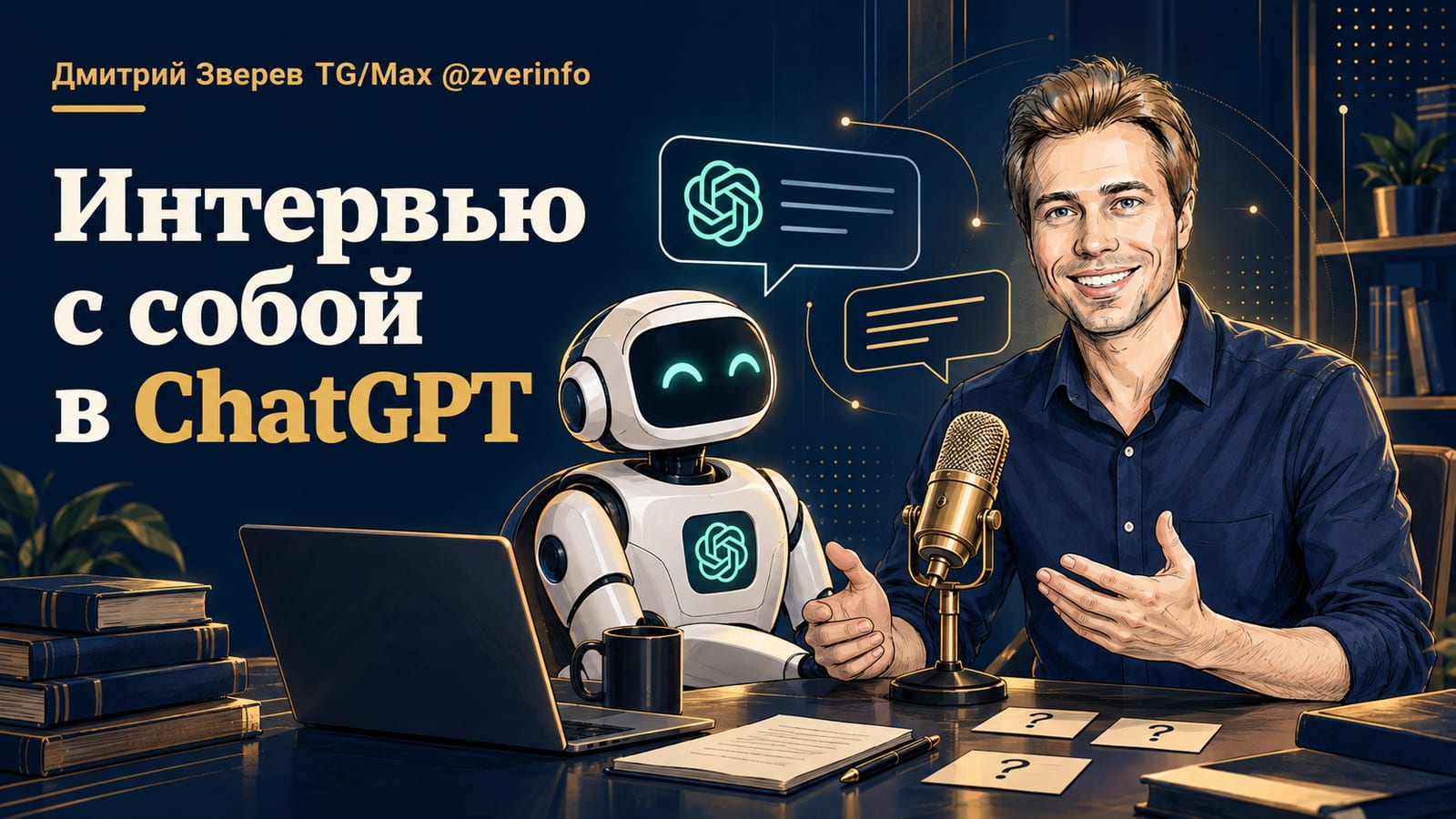Дмитрий Зверев проводит интервью с собой в ChatGPT для подготовки контента