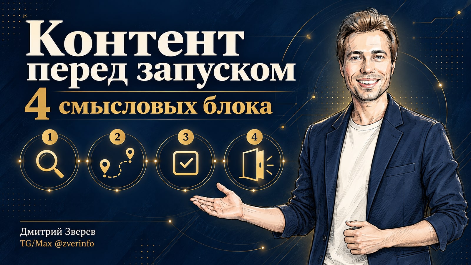 Контент перед запуском инфопродукта - схема из четырех смысловых блоков
